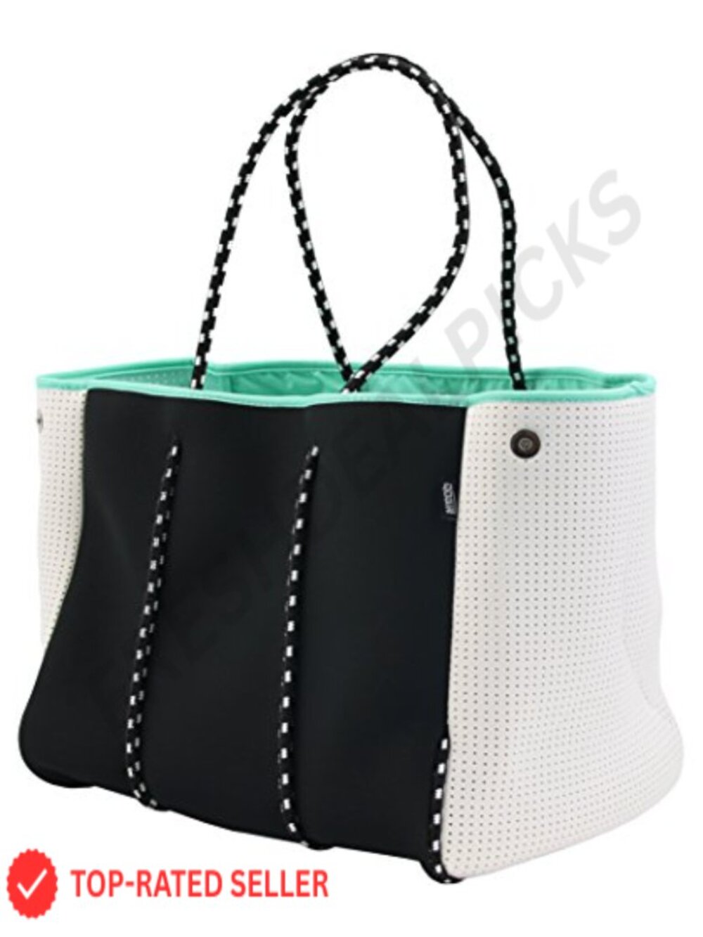 Neoprene Tote Bag with Inner Zipper Pockets, Foldable Beach Bag, Machine